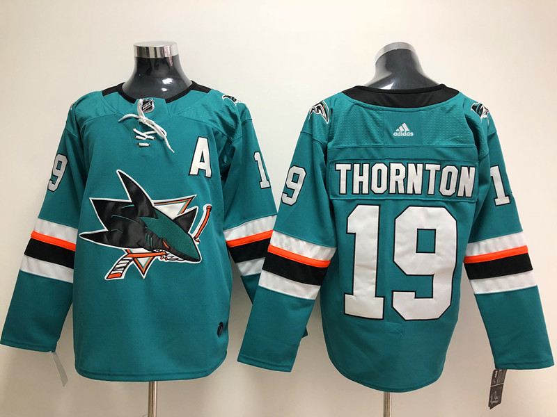Men's San Jose Sharks Joe Thornton #19 Teal Home Breakaway Jersey